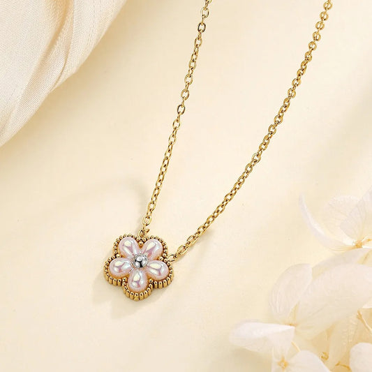 Gold Plated Five Petal Flower Necklace