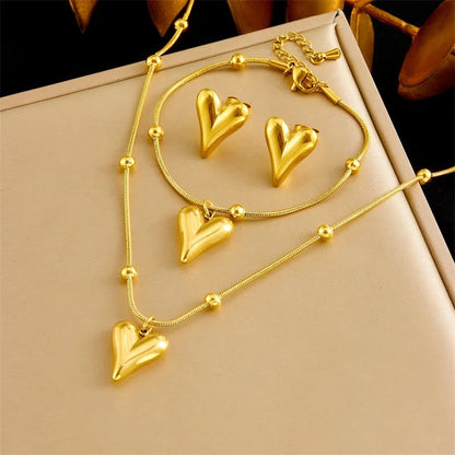 Stainless Steel Butterfly Heart Jewelry Set
