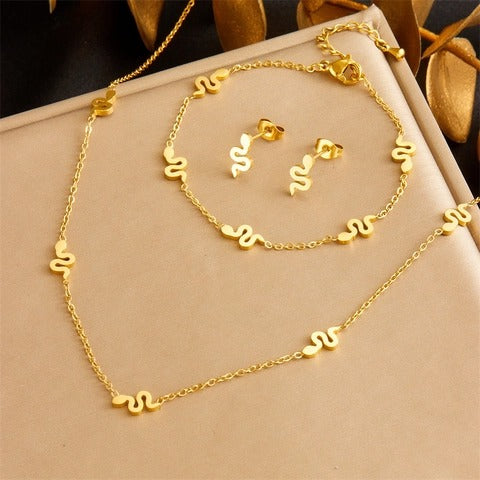 Stainless Steel Butterfly Heart Jewelry Set
