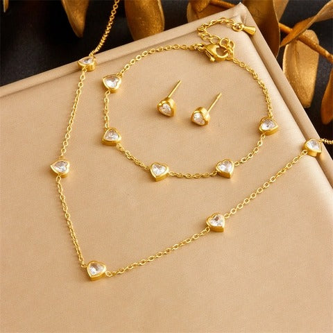 Stainless Steel Butterfly Heart Jewelry Set