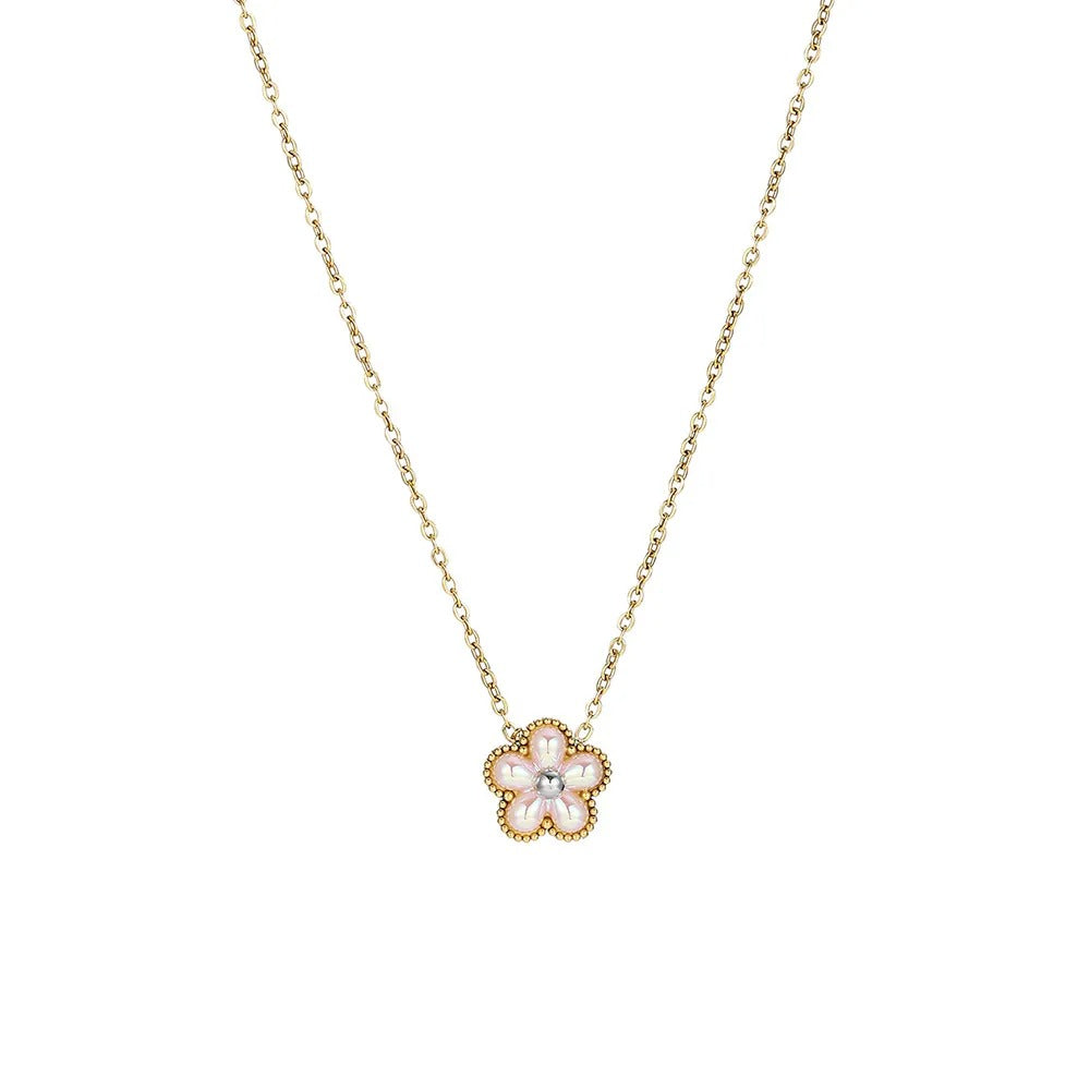 Gold Plated Five Petal Flower Necklace